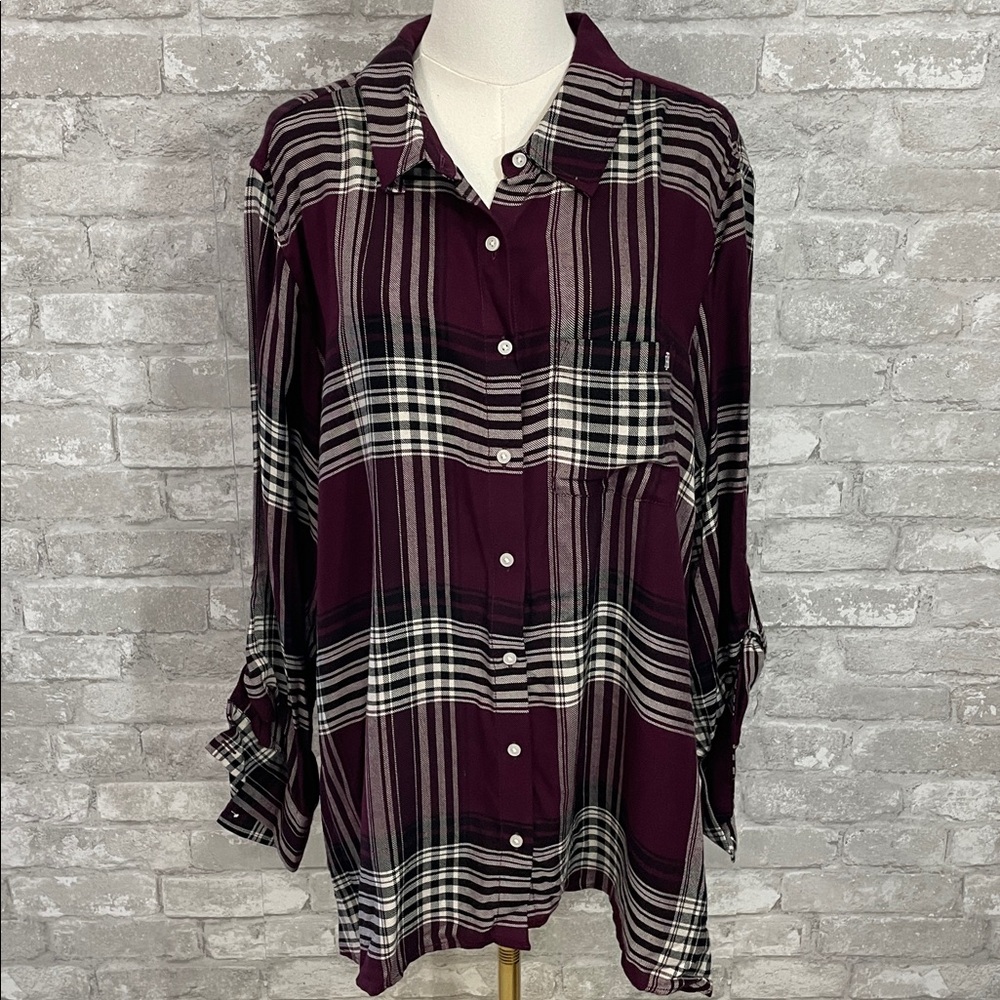 Tommy Hilfiger Burgundy Plaid Button-Down Shirt